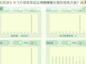 《梦幻西游》中飞升修炼等级如何选择最划算的修炼方案？深入解析与建议