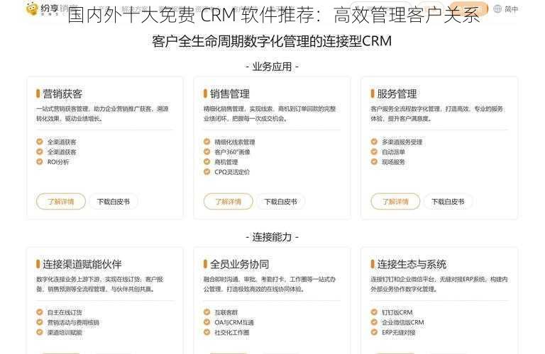 国内外十大免费 CRM 软件推荐：高效管理客户关系