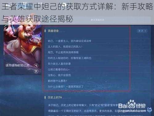 王者荣耀中妲己的获取方式详解：新手攻略与英雄获取途径揭秘