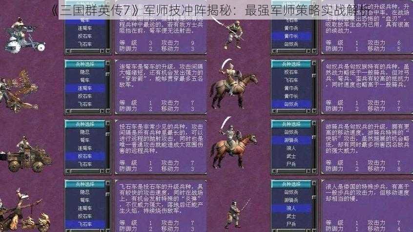 《三国群英传7》军师技冲阵揭秘：最强军师策略实战解析