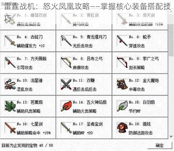 雷霆战机：怒火凤凰攻略——掌握核心装备搭配技巧